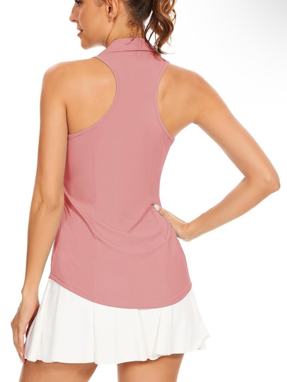 Rose Pink Sleeveless Polo V-Neck Tank Top Sz S NWOT - Picture 4 of 8